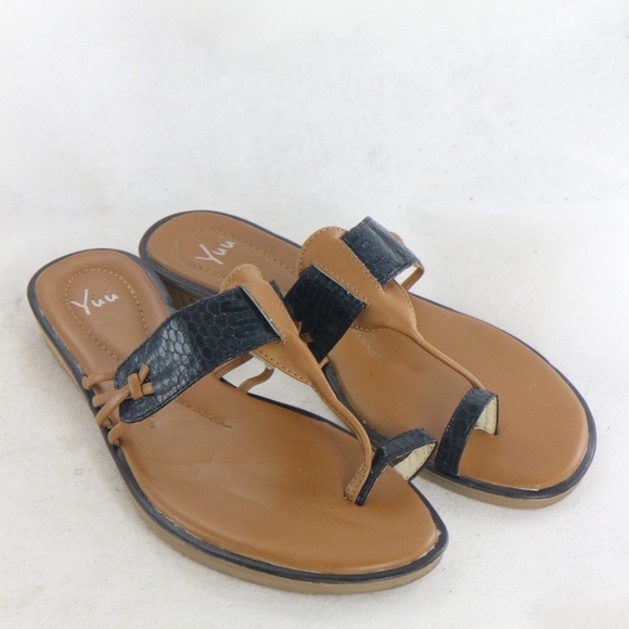 Yuu Shoes - YUU Arial Caramel Snake Print Thong Style Sandals